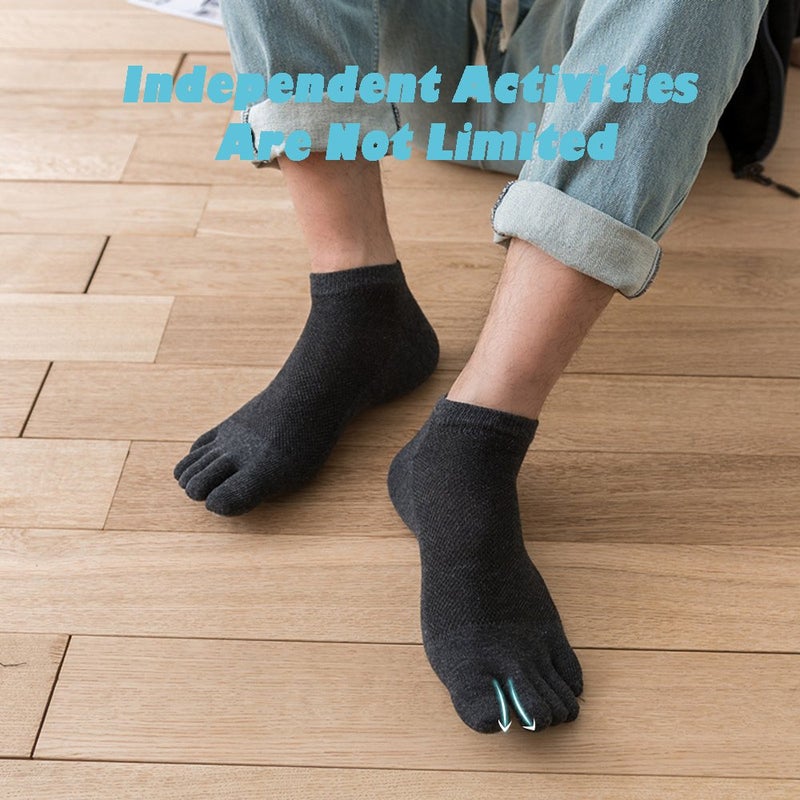 MOAMUN 5 Pairs Men Toe Socks Five Finger Socks Cotton Soft and Breathable Low Cut Sock for Men (Black) - Image 3
